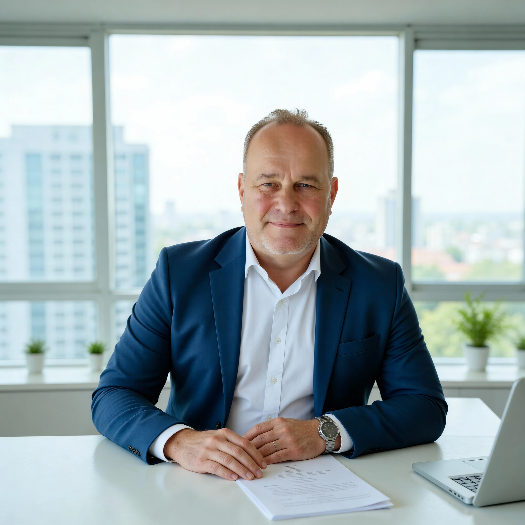 Andreas Kersten im Büro am Schreibtisch.